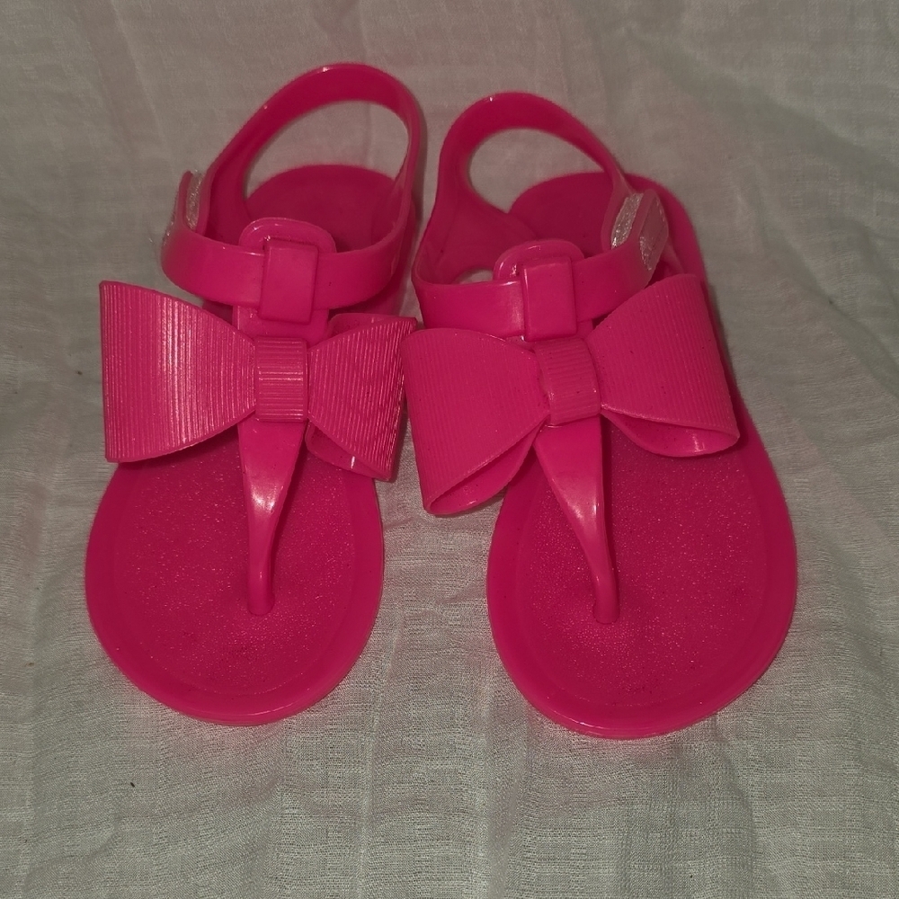 (J36) Wonder Nation Pink Bow Sandals for Kids Sz 8 In Toddler